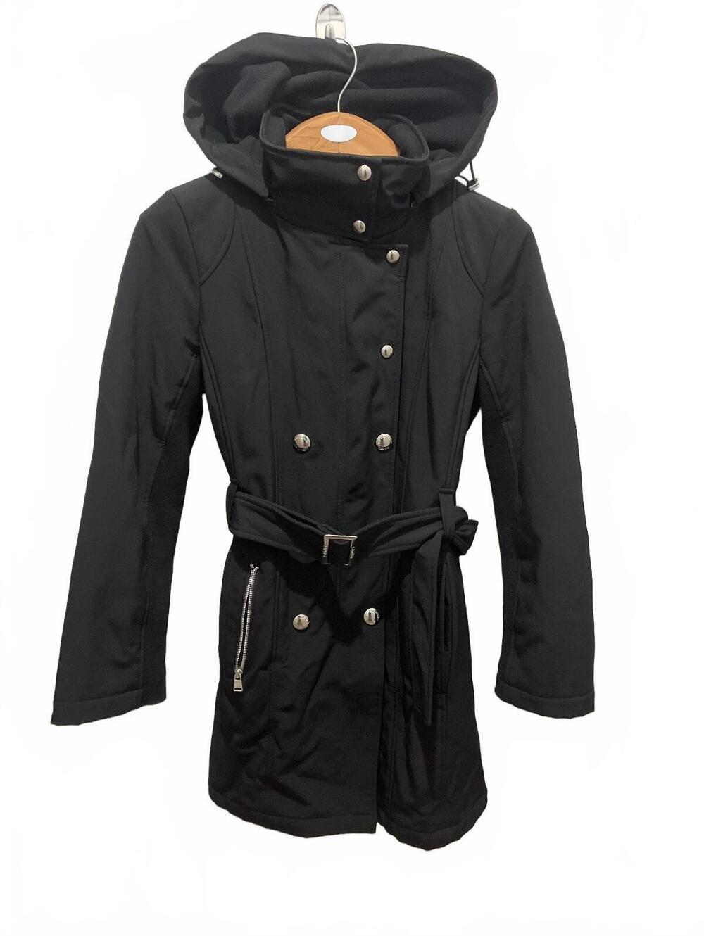Calvin Klein Black Water Resistant Hooded Coat with Belt size M